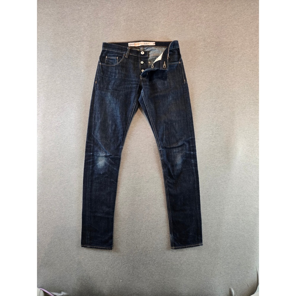 Goodsociety Jeans Mens Size 28 Indigo Blue Organic Cotton Slim Leg Raw Denim